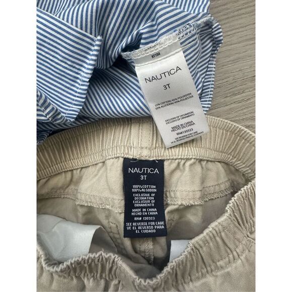 Nautica 3T Boy Dressy Collared Shirt, Vest & Khaki Joggers Set - Picture 5 of 6